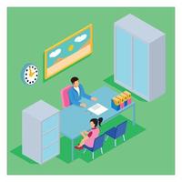 Health technology and medical advice, isometric health services. Poor health care for web banners, infographics, hero pictures. Illustration of a flat, isometric vector isolated on a green background.