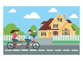 Flat Illustration of cycling with friends on the highway. Vector Illustration Suitable for Diagrams, Infographics and Other Graphical assets