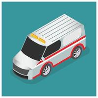 3D isometric ambulance car.  Vector Isometric Illustration Suitable for Diagrams, Infographics, And Other Graphic assets