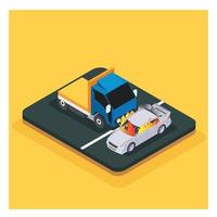 3D isometric insurance for damage caused by car crashes. Vector Isometric Illustration Suitable for Diagrams, Infographics, And Other Graphic assets