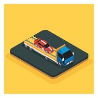 3D isometric of a vehicle accident on a highway a car is transported. Vector Isometric Illustration Suitable for Diagrams, Infographics, And Other Graphic assets