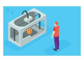 isometric illustration of 3d printer machine making a object. Vector Isometric Illustration Suitable for Diagrams, Infographics, And Other Graphic assets