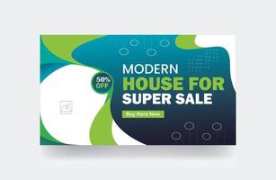 modern house for sale banner thumbnail cover background post template vector