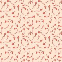 Hand drawn seamless pattern red arrow illustration on pink background. Great for label, print, packaging, fabric. vector