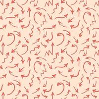 Hand drawn seamless pattern red arrow illustration on pink background. Great for label, print, packaging, fabric. vector