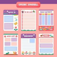 Spring Flowers and Insects Journal Pages vector