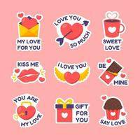 Valentine Celebration Stickers Collection Set vector