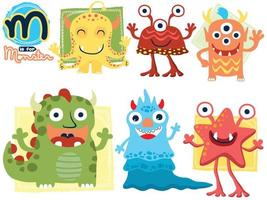 Vector illustration set of funny monster cartoon