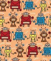 seamless pattern vector of hand drawn robots cartoon