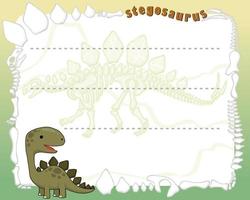 borde de marco de dibujos animados de dinosaurios vectoriales para plantilla de tarjeta de invitación de fiesta infantil vector