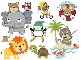 vector set of animals cartoon in different activity