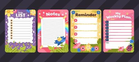 Journal Pages with Colorful Spring Flowers vector