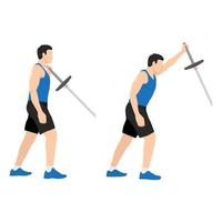 Man doing Landmine Shoulder Press exercise.Flat vector illustration isolated on white background