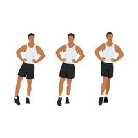 Man doing ankle circles rotations or rolls exercise. Flat vector illustration isolated on white background