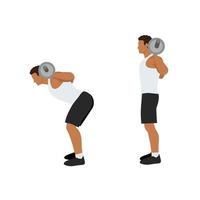 Man doing Barbell good morning exercise for backside workout. Flat vector illustration isolated on white background