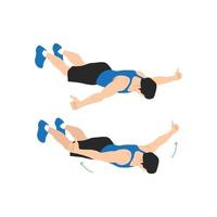 Man doing Floor t raises exercise. Flat vector illustration isolated on white background