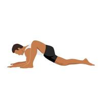 Man doing Lizard pose utthan pristhasana exercise. Flat vector illustration isolated on white background