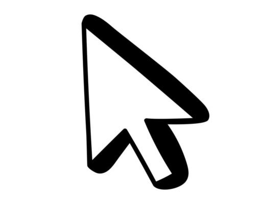 Hand drawn Computer mouse click pointer cursor arrow  icon in doodle style