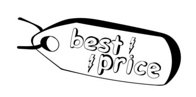 etiqueta de mejor precio dibujada a mano en estilo doodle vector
