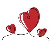 Hearts one line art illustration vector