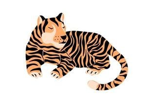 Cute hand-drawn tiger isolated on white background vector