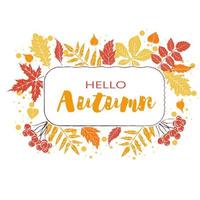 Hello autumn falling leaves vector