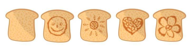 Set of slices toasted bread in different form vector