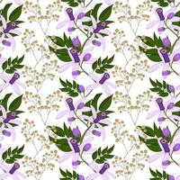 Seamless pattern of chinaberry flowers vector