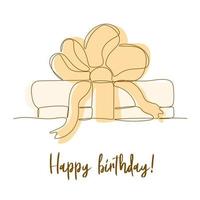 Happy birthday. Cute gift box with bow on white background vector