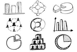 conjunto de diagramas de negocios dibujados a mano vector