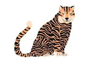 lindo tigre dibujado a mano aislado sobre fondo blanco vector