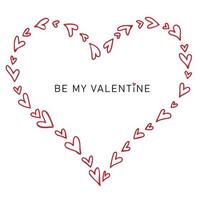 Be my valentine. Heart shape frame design vector
