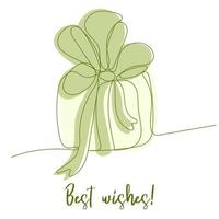 Best wishes. Cute gift box with bow on white background vector