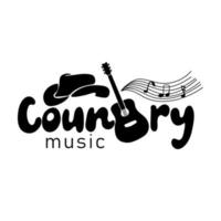 Country music poster with cowboy hat and guitar vector