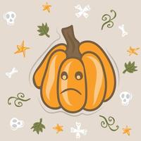 Orange pumpkin in doodle style vector