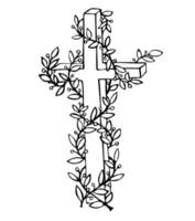 Crucifix with laurel branch vector