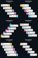 Vector 6 Infographics Pack Presentation slide template 5 Steps cycle diagrams and timelines