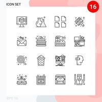 Set of 16 Vector Outlines on Grid for message envelope documents brush arts Editable Vector Design Elements