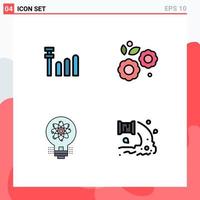 Pack of 4 creative Filledline Flat Colors of connection solution easter idea factory Editable Vector Design Elements