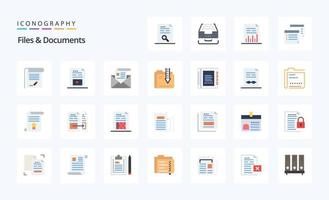 paquete de iconos de color plano de 25 archivos y documentos vector