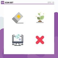 Pack of 4 creative Flat Icons of education modeling plant success delete Editable Vector Design Elements