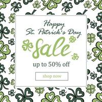 St.Patrick's day sale square background vector