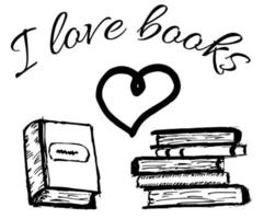 I love books concept with hand drawn doodle  books vector