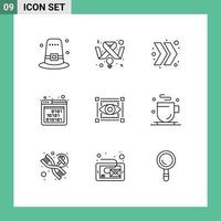 Modern Set of 9 Outlines and symbols such as sketching visual arrow seo code Editable Vector Design Elements