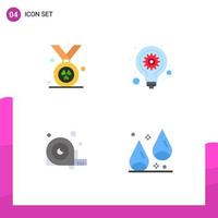 4 Thematic Vector Flat Icons and Editable Symbols of award construction bulb seo gear tool Editable Vector Design Elements