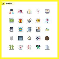 25 Thematic Vector Flat Colors and Editable Symbols of editor animation life party glass Editable Vector Design Elements