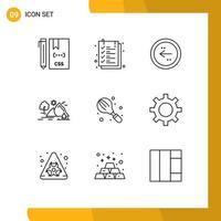 Set of 9 Modern UI Icons Symbols Signs for mountain landscape text sheet hill direction Editable Vector Design Elements