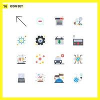 16 Thematic Vector Flat Colors and Editable Symbols of seo marketing news business file Editable Pack of Creative Vector Design Elements