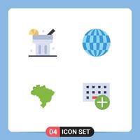 Modern Set of 4 Flat Icons Pictograph of lemonade add global brazil devices Editable Vector Design Elements