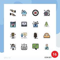 Universal Icon Symbols Group of 16 Modern Flat Color Filled Lines of web online canceled teamwork production Editable Creative Vector Design Elements